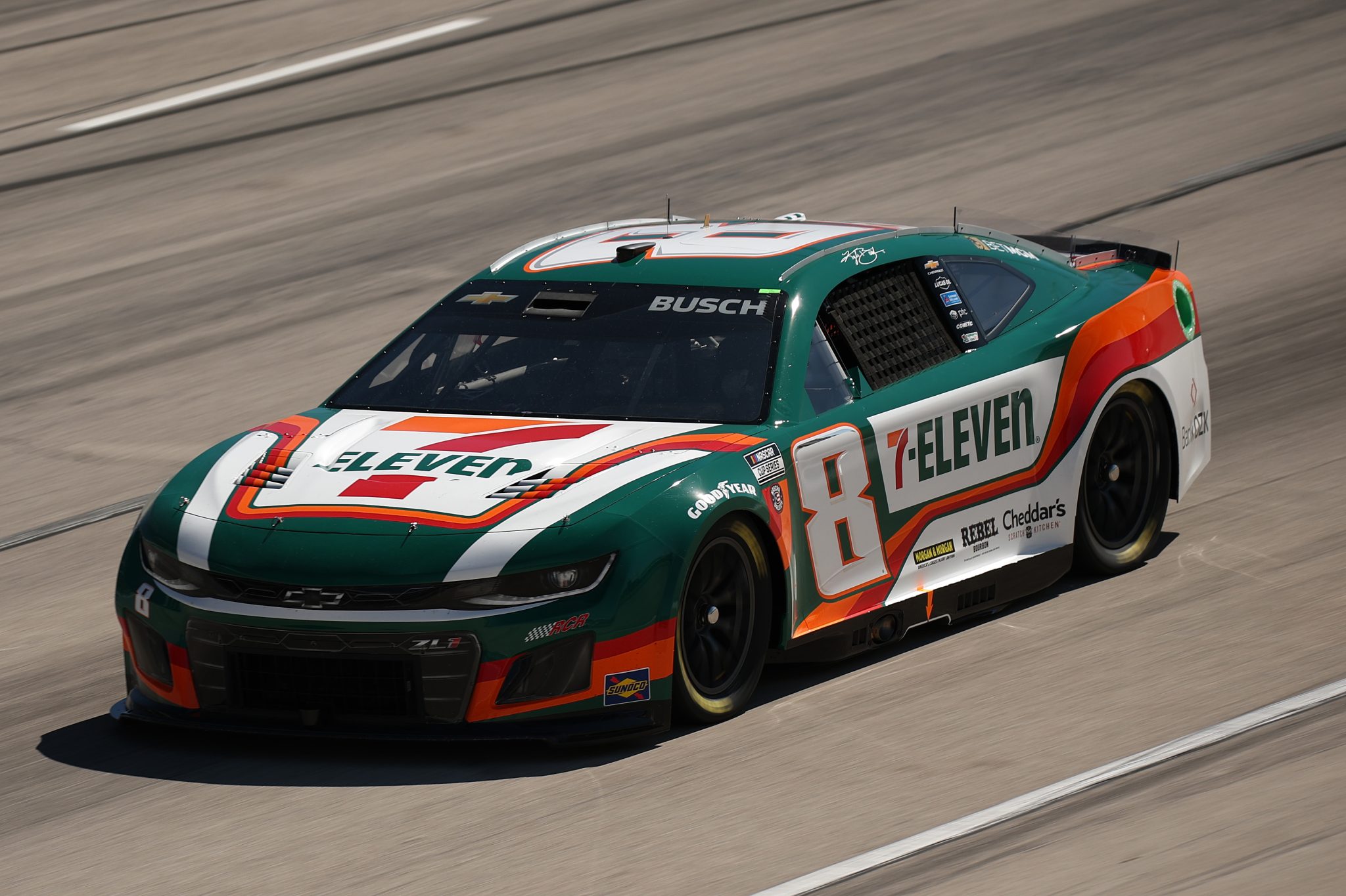 FORT WORTH, TEXAS - MAY 03: Kyle Busch, driver of the #8 7-Eleven Chevrolet, drives during practice for the NASCAR Cup Series Würth 400 at Texas Motor Speedway on May 03, 2025 in Fort Worth, Texas. (Photo by Chris Graythen/Getty Images) | Getty Images