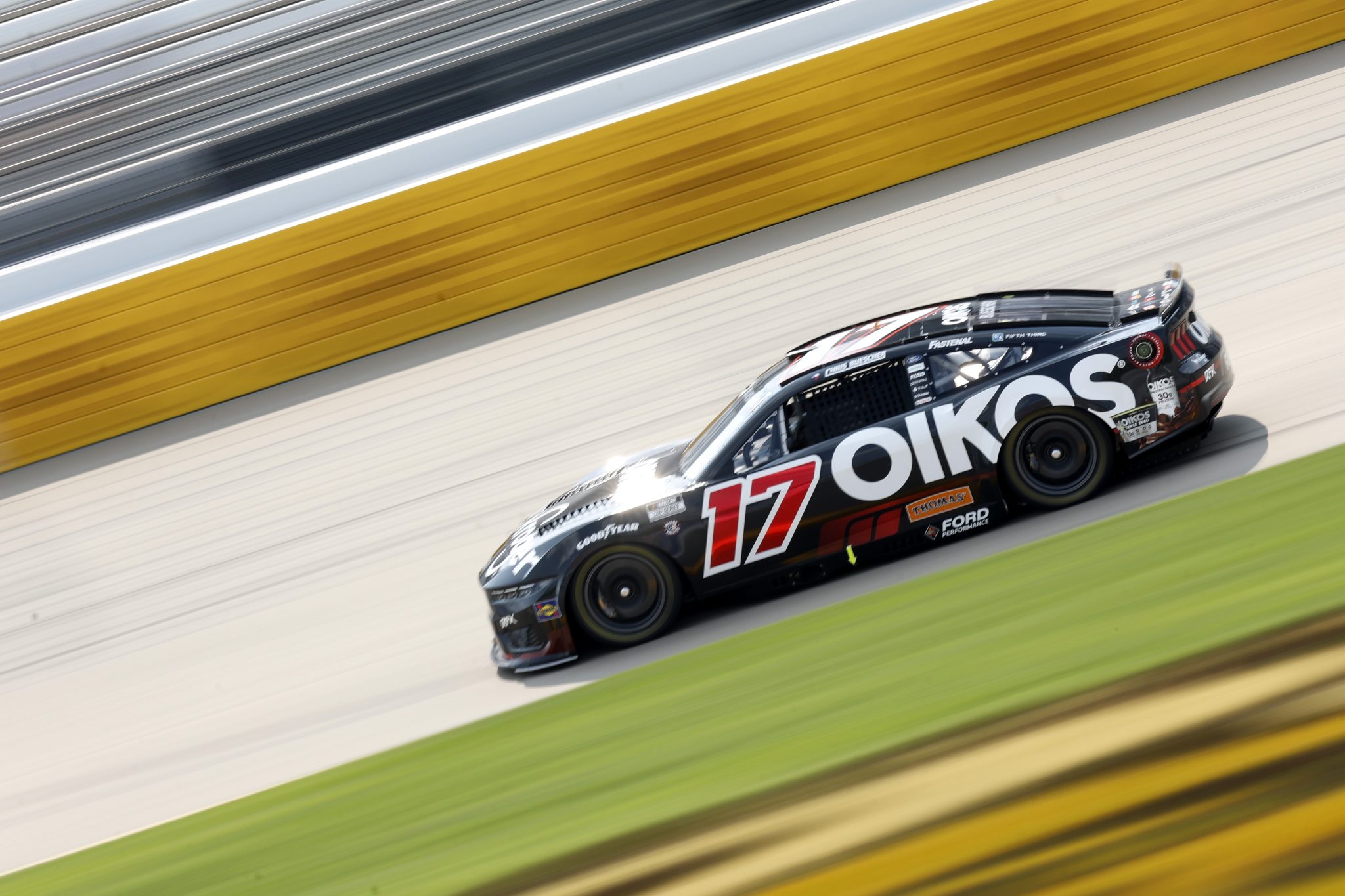 LEBANON, TENNESSEE - MAY 31: Chris Buescher, driver of the #17 Kroger/OIKOS Ford, drives during practice for the NASCAR Cup Series Cracker Barrel 400 at Nashville Superspeedway on May 31, 2025 in Lebanon, Tennessee. (Photo by Sean Gardner/Getty Images) | Getty Images