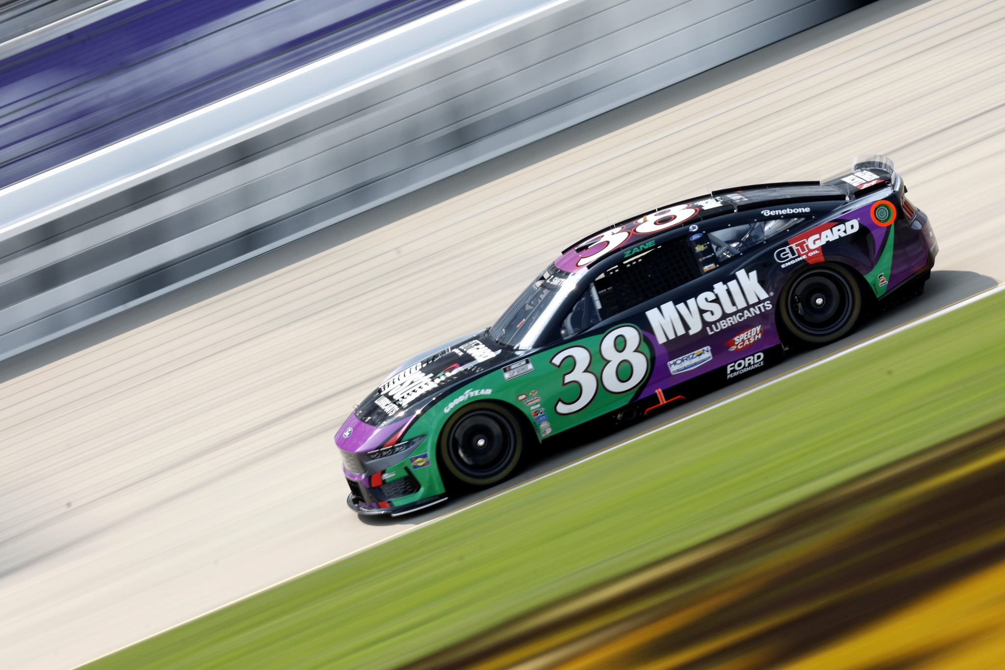 LEBANON, TENNESSEE - MAY 31: Zane Smith, driver of the #38 Mystik Lubricants Ford, drives during practice for the NASCAR Cup Series Cracker Barrel 400 at Nashville Superspeedway on May 31, 2025 in Lebanon, Tennessee. (Photo by Sean Gardner/Getty Images) | Getty Images
