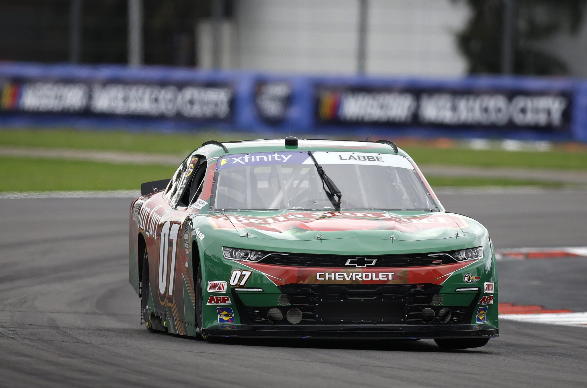 MEXICO CITY, MEXICO - JUNE 14: Alex Labbe, driver of the #7 Bella Sun Luci Chevrolet, drives during practice for the NASCAR Xfinity Series The Chilango 150 at Autodromo Hermanos Rodriguez on June 14, 2025 in Mexico City, Mexico. (Photo by Sean Gardner/Getty Images) | Getty Images