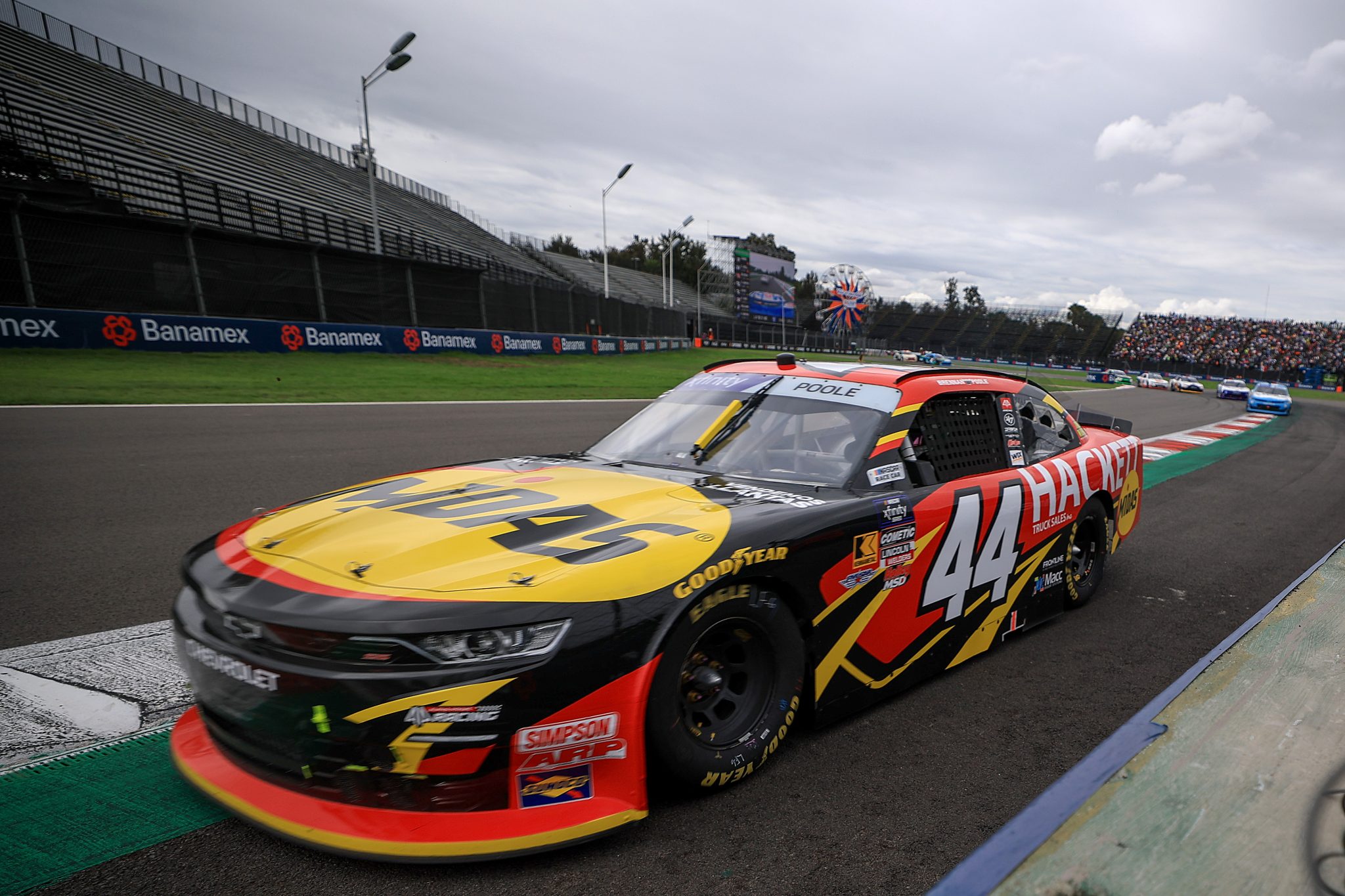 MEXICO CITY, MEXICO - JUNE 14: Brennan Poole, driver of the #44 Midas/Hackett Truck Sales Chevrolet, exit the track to pit during the NASCAR Xfinity Series The Chilango 150 at Autodromo Hermanos Rodriguez on June 14, 2025 in Mexico City, Mexico. (Photo by Chris Graythen/Getty Images) | Getty Images