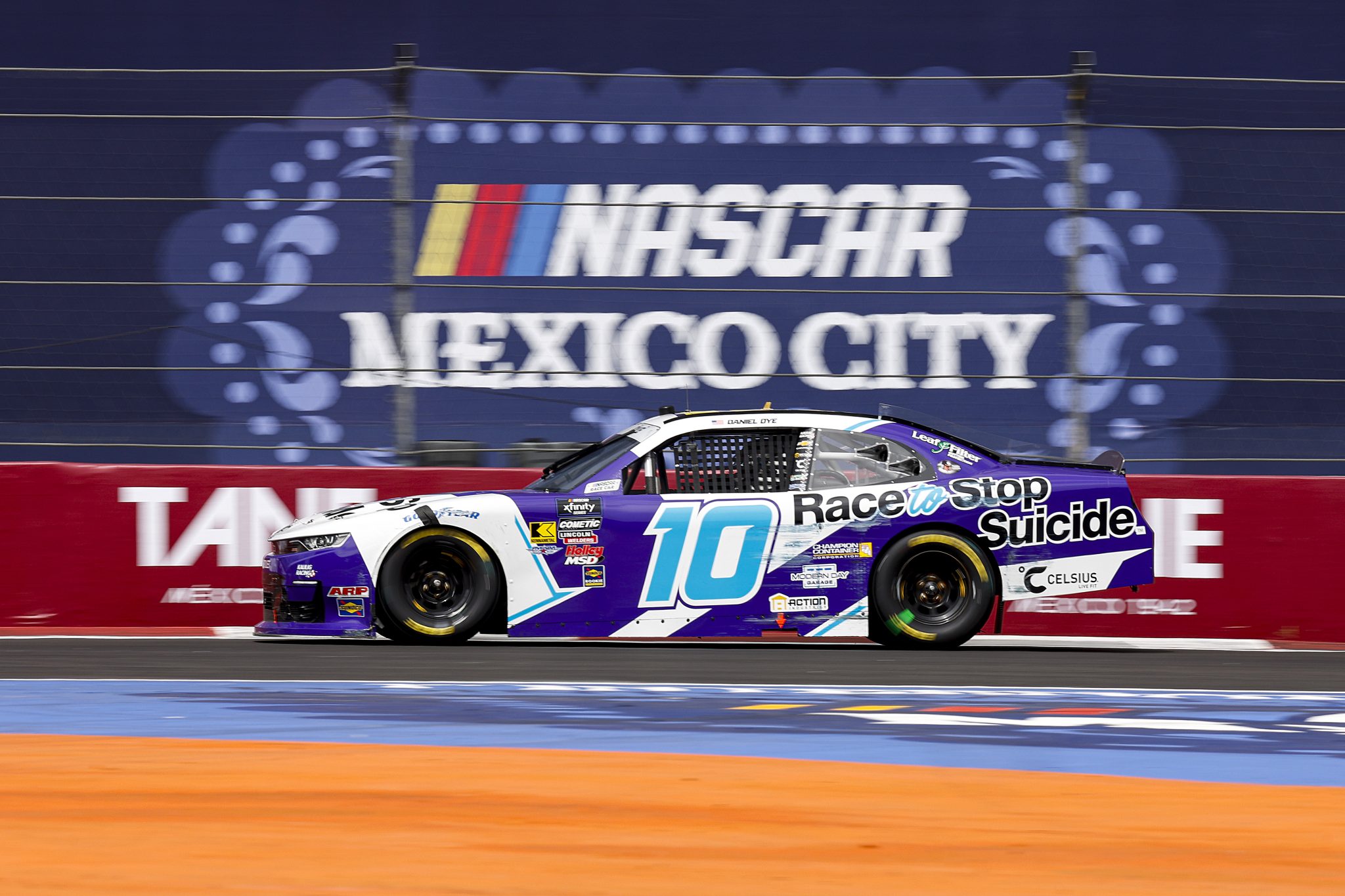 MEXICO CITY, MEXICO - JUNE 14: Daniel Dye, driver of the #10 Race to Stop Suicide Chevrolet, drives during the NASCAR Xfinity Series The Chilango 150 at Autodromo Hermanos Rodriguez on June 14, 2025 in Mexico City, Mexico. (Photo by Sean Gardner/Getty Images) | Getty Images