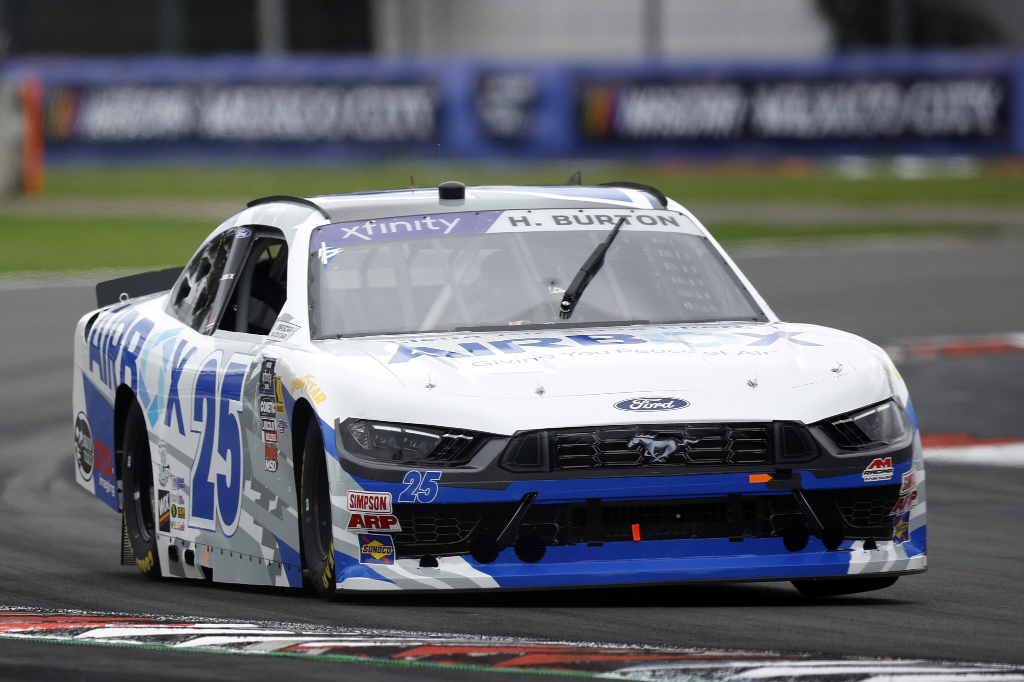 MEXICO CITY, MEXICO - JUNE 14: Harrison Burton, driver of the #25 AirBox Ford, drives during practice for the NASCAR Xfinity Series The Chilango 150 at Autodromo Hermanos Rodriguez on June 14, 2025 in Mexico City, Mexico. (Photo by Sean Gardner/Getty Images) | Getty Images