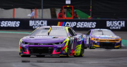 MEXICO CITY, MEXICO - JUNE 14: Carson Hocevar, driver of the #77 Totalplay Chevrolet, drives during qualifying for the NASCAR Cup Series Viva Mexico 250 at Autodromo Hermanos Rodriguez on June 14, 2025 in Mexico City, Mexico. (Photo by Luis Cano/Jam Media/Getty Images)