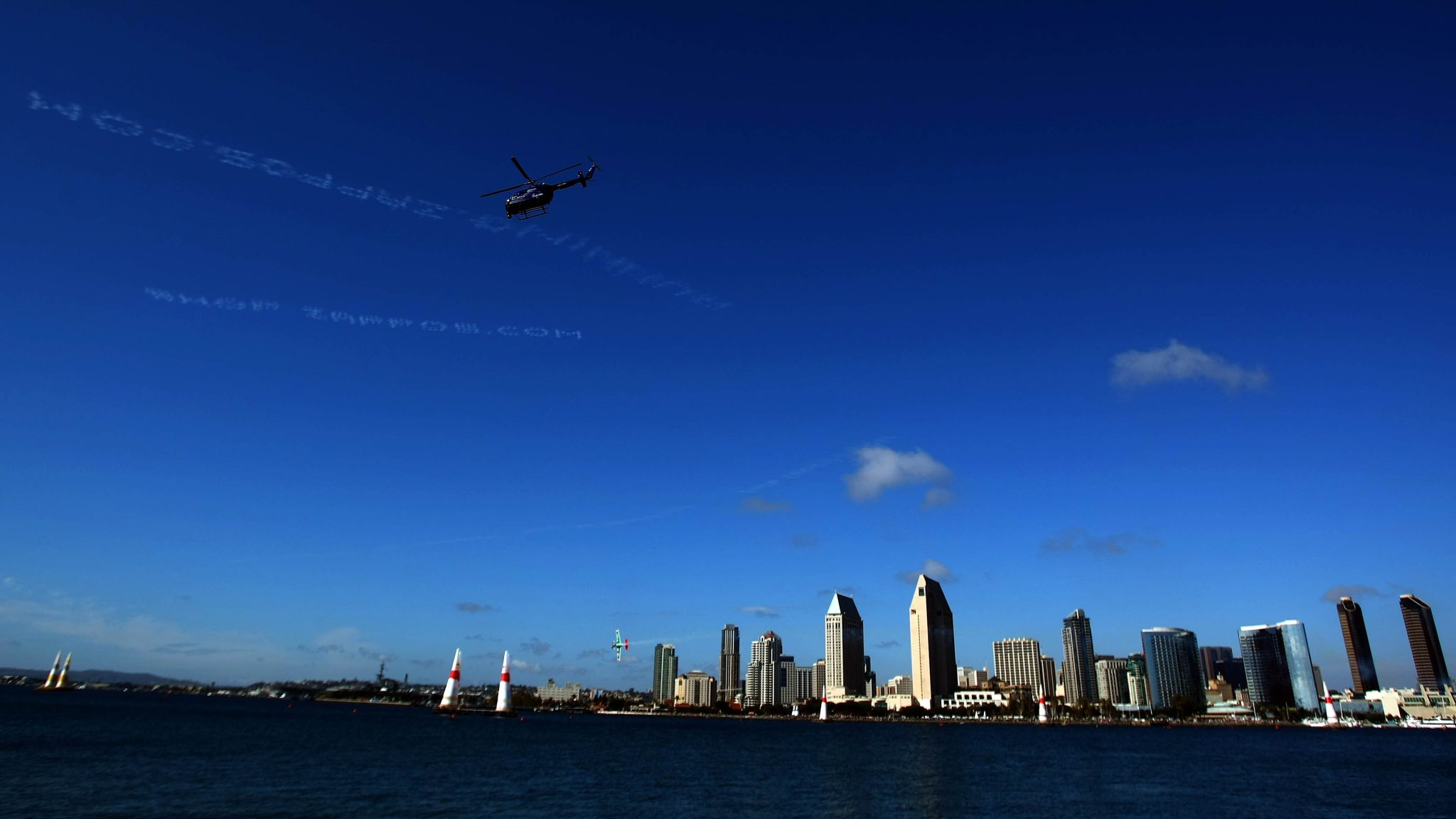 SAN DIEGO - SEPTEMBER 21: A general view of the San Diego skyline as competitors fly in the elimination rounds of the Red Bull Air Race World Series on September 21, 2007 in San Diego, California. (Photo by Donald Miralle/Getty Images) | Getty Images