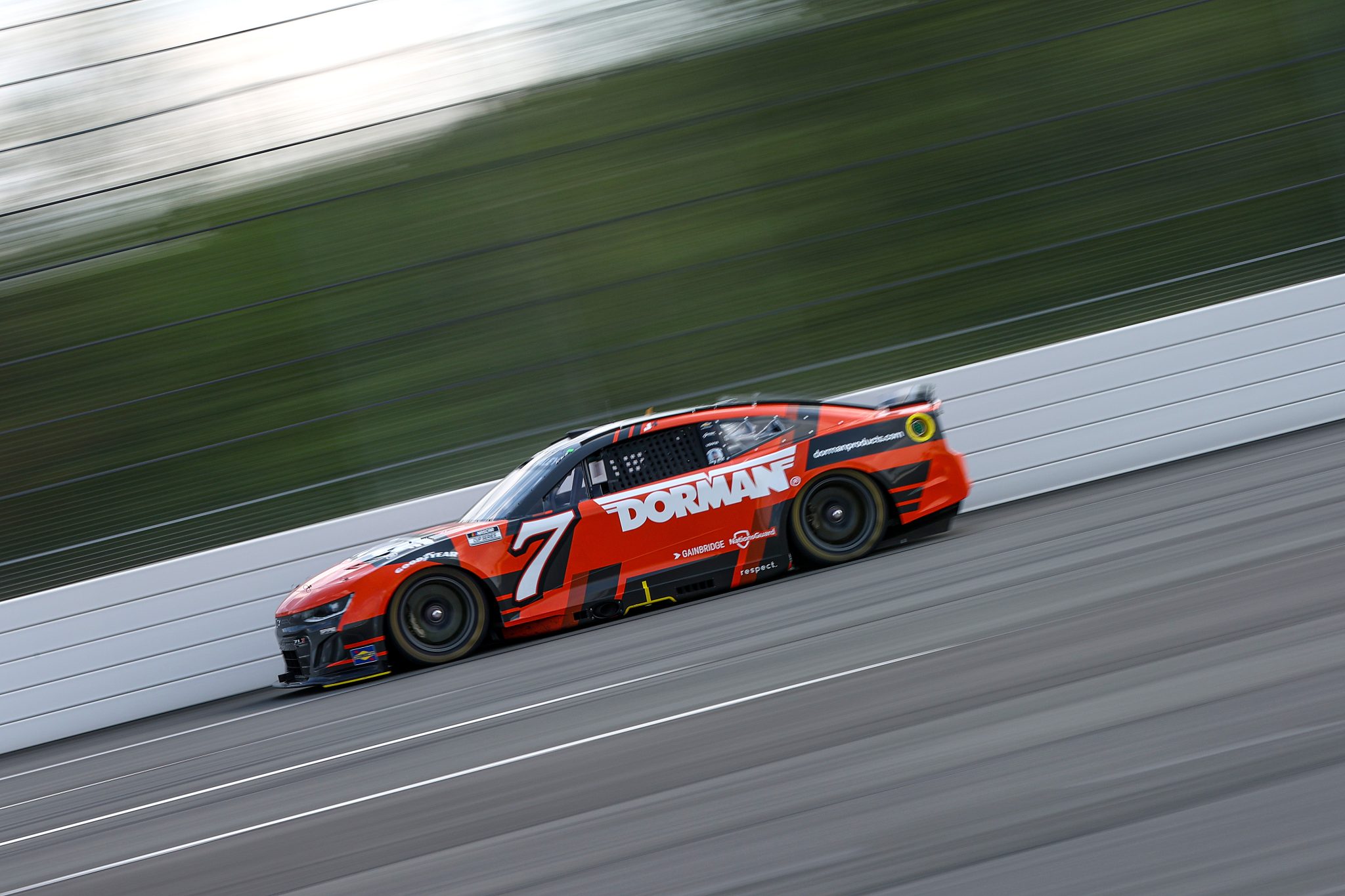 LONG POND, PENNSYLVANIA - JUNE 22: Justin Haley, driver of the #7 Dorman Chevrolet, drives during the NASCAR Cup Series The Great American Getaway 400 at Pocono Raceway on June 22, 2025 in Long Pond, Pennsylvania. (Photo by Meg Oliphant/Getty Images) | Getty Images