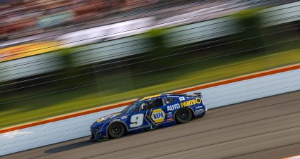 LONG POND, PENNSYLVANIA - JUNE 22: Chase Elliott, driver of the #9 NAPA Auto Parts Chevrolet, drives during the NASCAR Cup Series The Great American Getaway 400 at Pocono Raceway on June 22, 2025 in Long Pond, Pennsylvania. (Photo by Meg Oliphant/Getty Images) | Getty Images