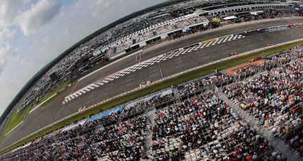 LONG POND, PENNSYLVANIA - JUNE 22: A general view of racing from the grandstands during the NASCAR Cup Series The Great American Getaway 400 at Pocono Raceway on June 22, 2025 in Long Pond, Pennsylvania. (Photo by Jonathan Bachman/Getty Images) | Getty Images