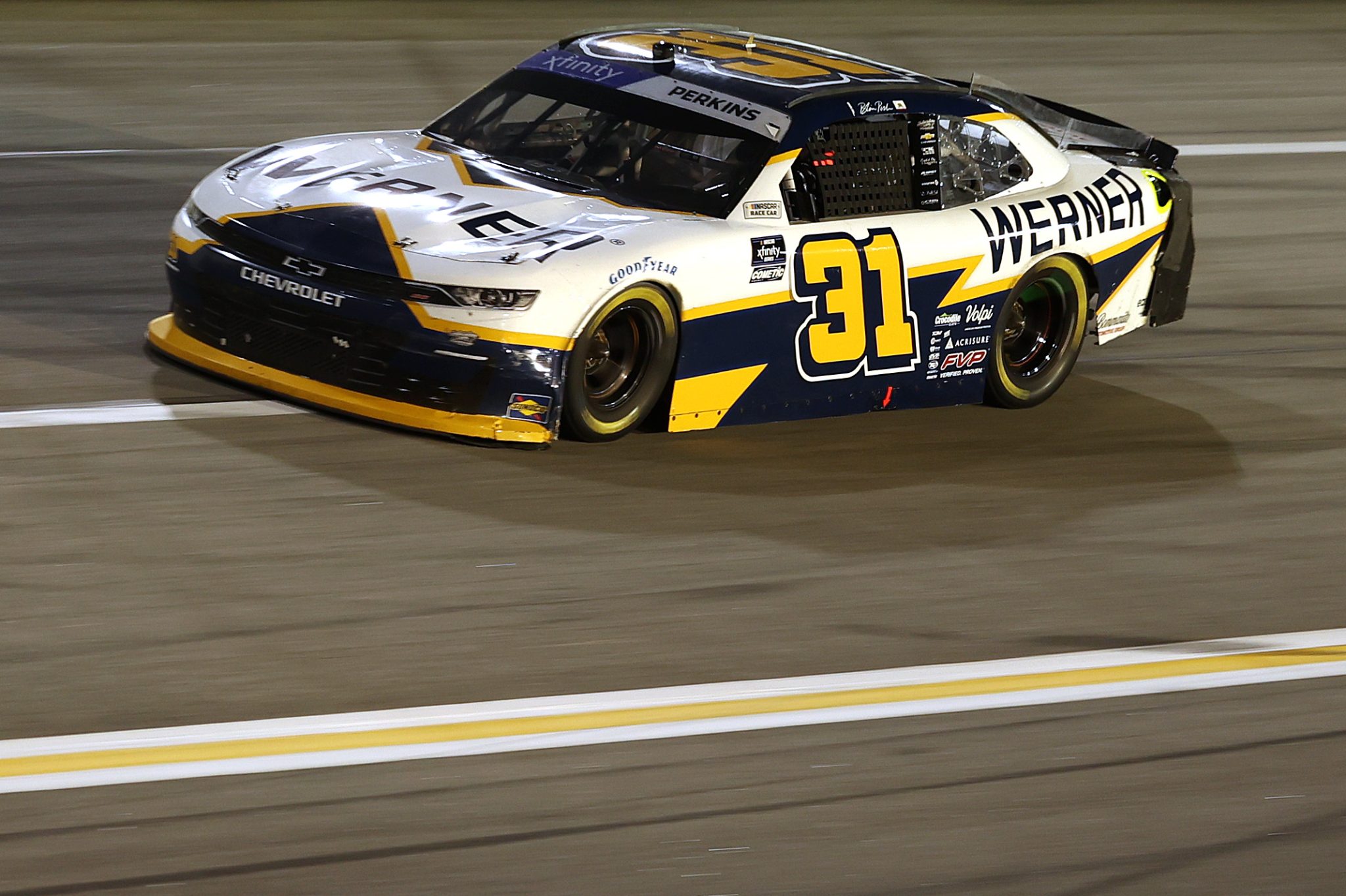 HAMPTON, GEORGIA - JUNE 27: Blaine Perkins, driver of the #31 WERNER Chevrolet, drives during the NASCAR Xfinity Series Focused Health 250 at Echo Park Speedway on June 27, 2025 in Hampton, Georgia. (Photo by Krista Jasso/Getty Images) | Getty Images