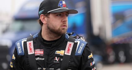 BROOKLYN, MICHIGAN - JUNE 06: Kaden Honeycutt, driver of the #45 DQS Solutions & Staffing Chevrolet, looks on during practice for the NASCAR Craftsman Truck Series DQS Solutions & Staffing 250 Powered by Precision Vehicle Logistics at Michigan International Speedway on June 06, 2025 in Brooklyn, Michigan. (Photo by Meg Oliphant/Getty Images) | Getty Images