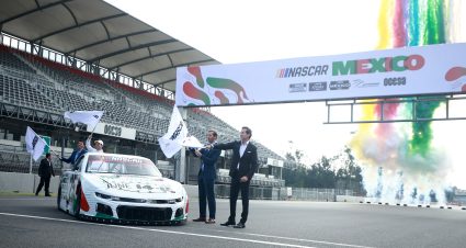MEXICO CITY, MEXICO - AUGUST 27: Ben Kennedy, NASCAR Executive Vice President & Chief Venue & Racing Innovation Officer, joins NASCAR Cup Series driver Daniel Suarez to announce that the NASCAR Cup Series will race in Mexico City for the first time next year at Autodromo Hermanos Rodriguez on August 27, 2024 in Mexico City, Mexico. (Photo by Manuel Velasquez/Getty Images) | Getty Images