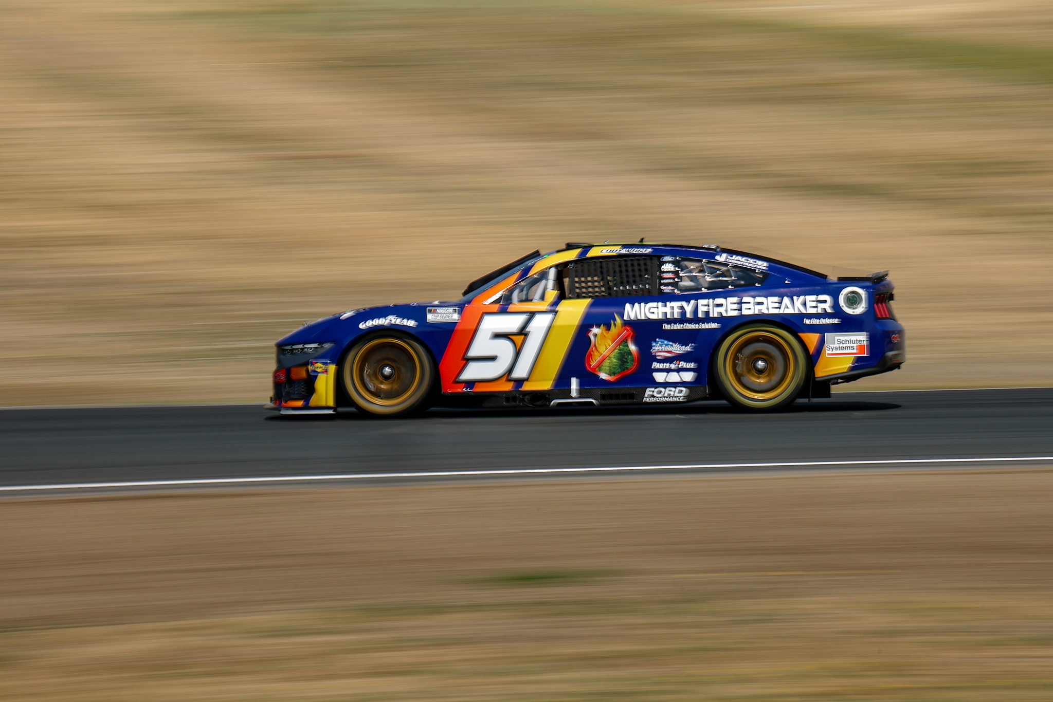 SONOMA, CALIFORNIA - JULY 12: Cody Ware, driver of the #51 Mighty Fire Breaker Ford, drives during qualifying for the NASCAR Cup Series Toyota/Save Mart 350 at Sonoma Raceway on July 12, 2025 in Sonoma, California. (Photo by Chris Graythen/Getty Images) | Getty Images