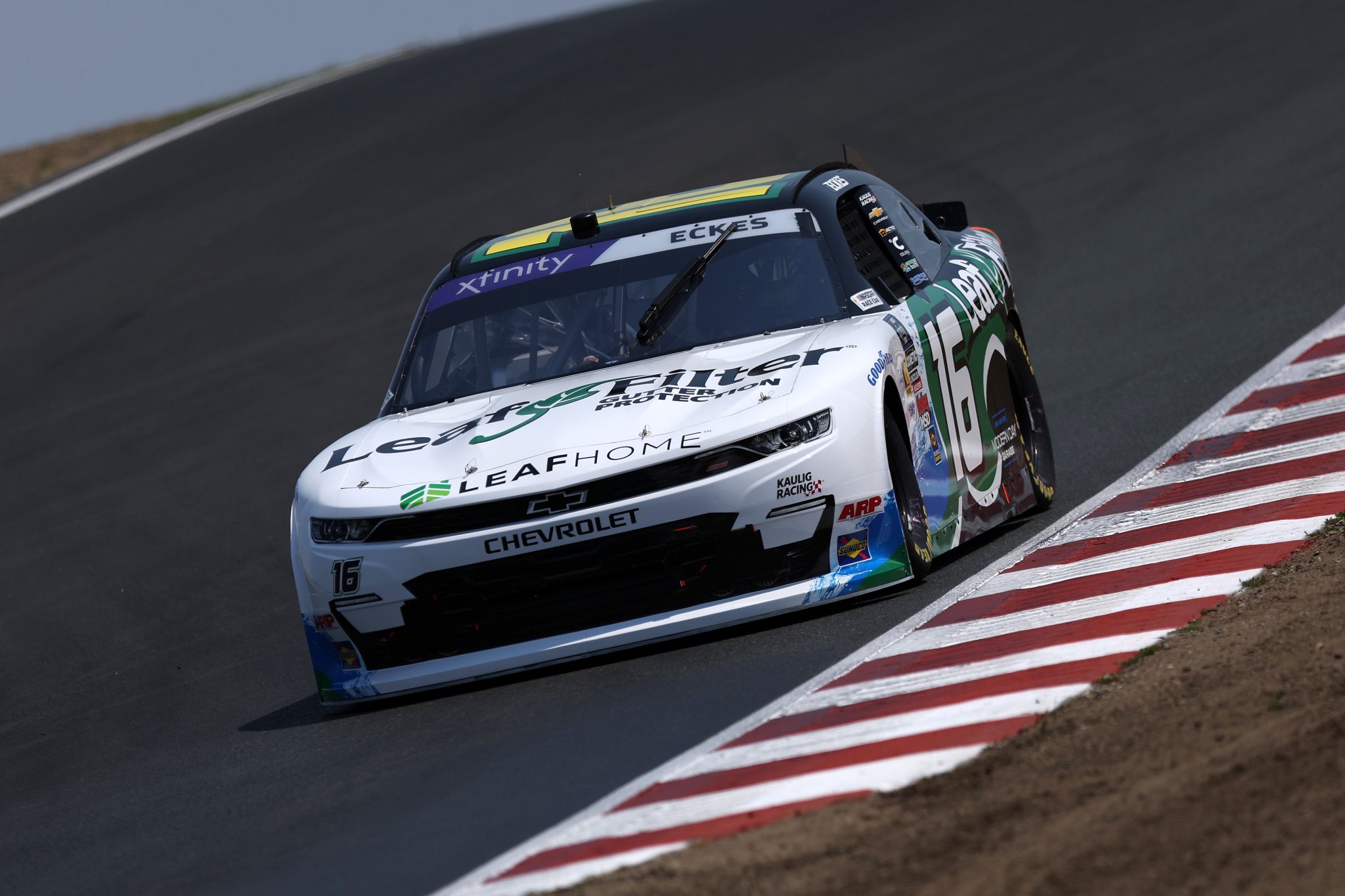 SONOMA, CALIFORNIA - JULY 11: Christian Eckes, driver of the #16 LeafFilter Gutter Protection Chevrolet, drives during qualifying for the NASCAR Xfinity Series Pit Boss/FoodMaxx 250 at Sonoma Raceway on July 11, 2025 in Sonoma, California. (Photo by Meg Oliphant/Getty Images) | Getty Images