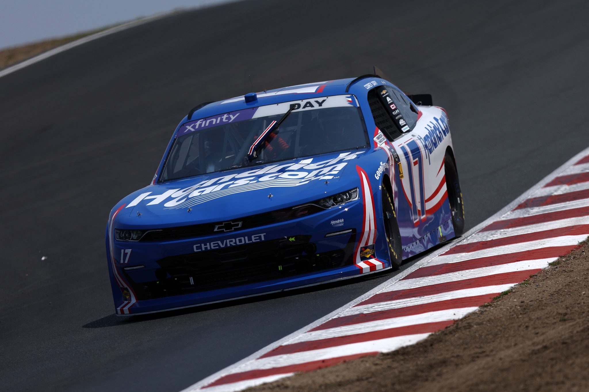 SONOMA, CALIFORNIA - JULY 11: Corey Day, driver of the #17 HendrickCars.com Chevrolet, drives during qualifying for the NASCAR Xfinity Series Pit Boss/FoodMaxx 250 at Sonoma Raceway on July 11, 2025 in Sonoma, California. (Photo by Meg Oliphant/Getty Images) | Getty Images