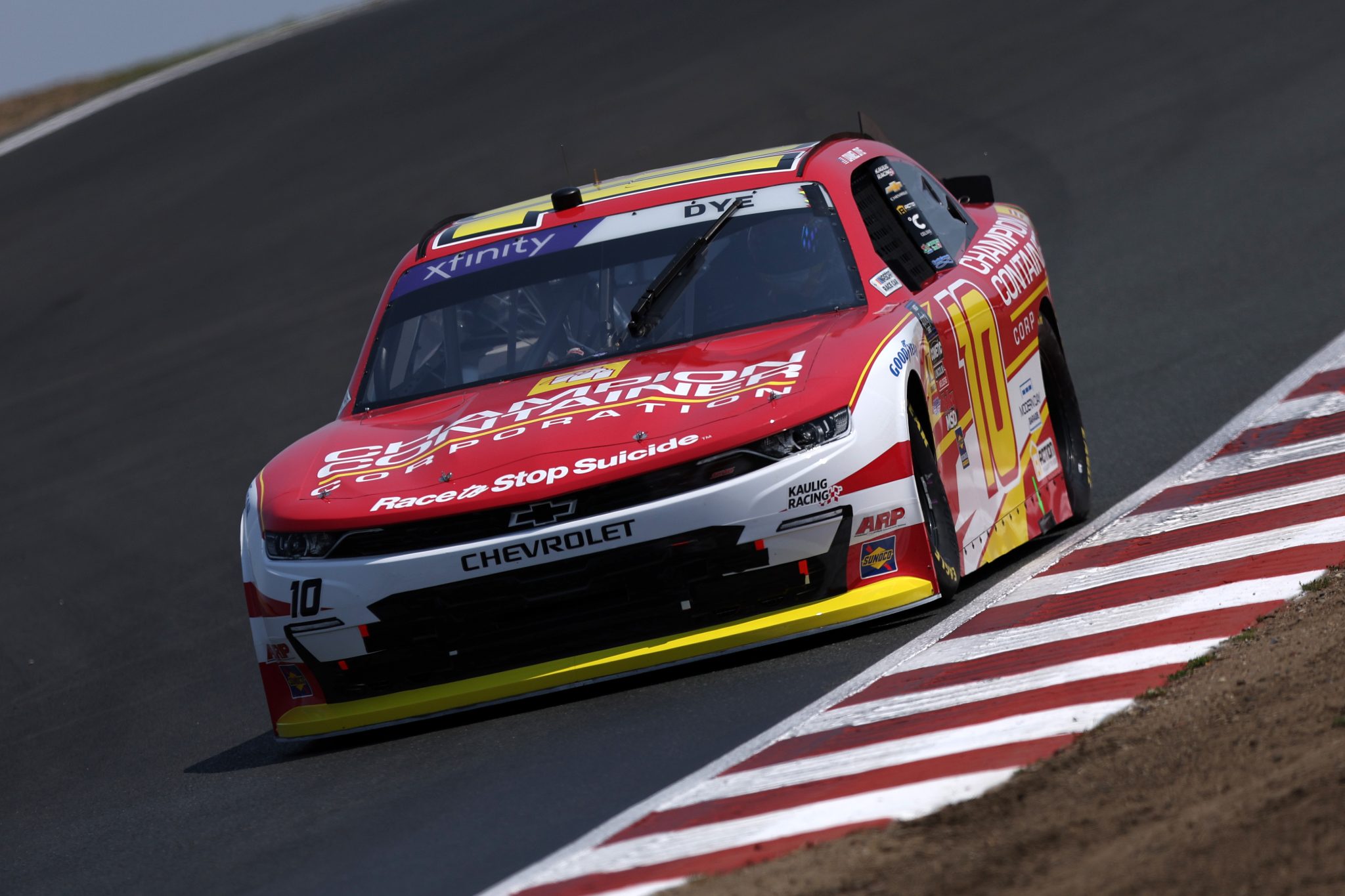 SONOMA, CALIFORNIA - JULY 11: Daniel Dye, driver of the #10 Champion Container Chevrolet, drives during qualifying for the NASCAR Xfinity Series Pit Boss/FoodMaxx 250 at Sonoma Raceway on July 11, 2025 in Sonoma, California. (Photo by Meg Oliphant/Getty Images) | Getty Images