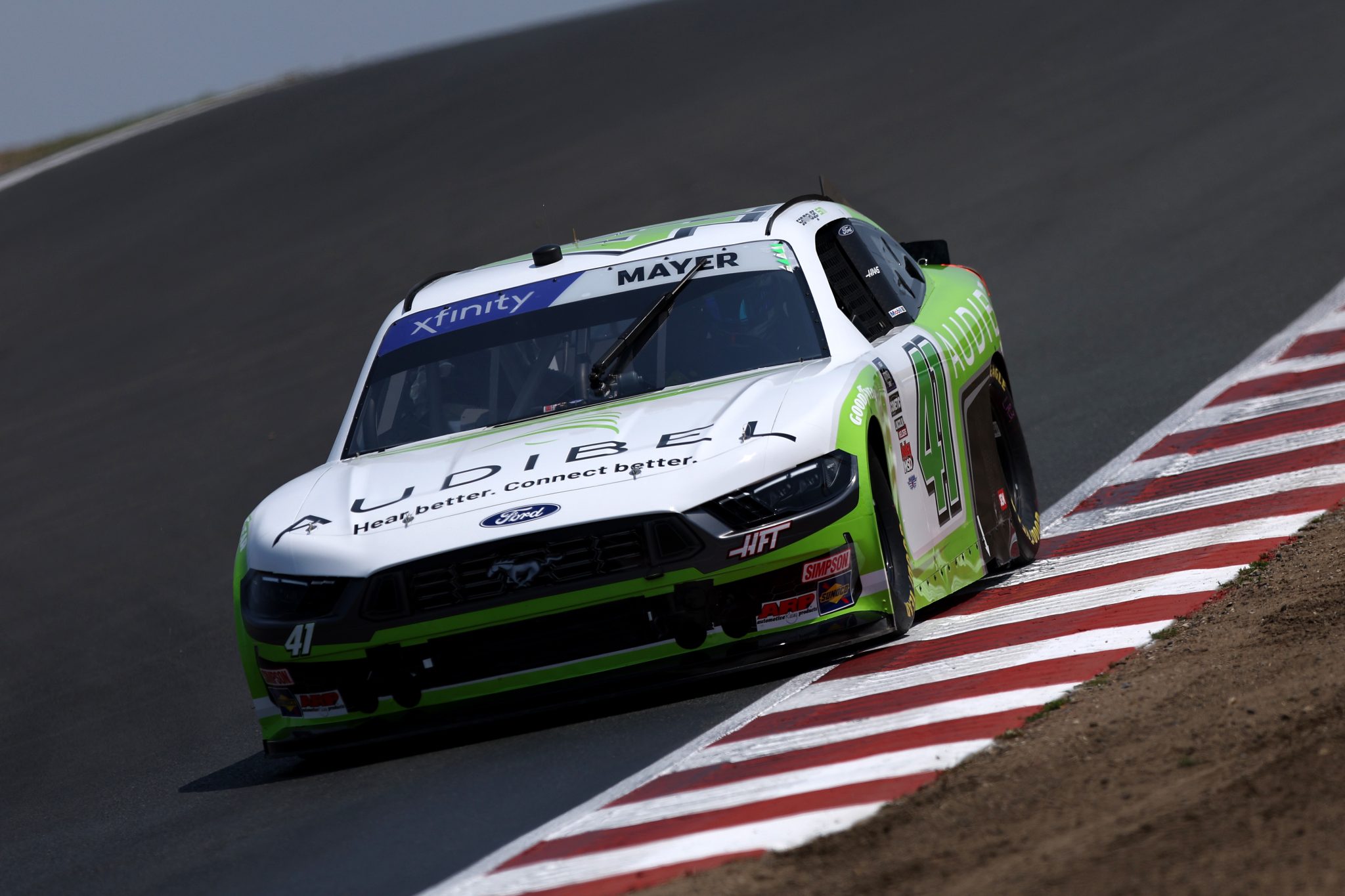 SONOMA, CALIFORNIA - JULY 11: Sam Mayer, driver of the #41 Audibel Ford, drives during qualifying for the NASCAR Xfinity Series Pit Boss/FoodMaxx 250 at Sonoma Raceway on July 11, 2025 in Sonoma, California. (Photo by Meg Oliphant/Getty Images) | Getty Images