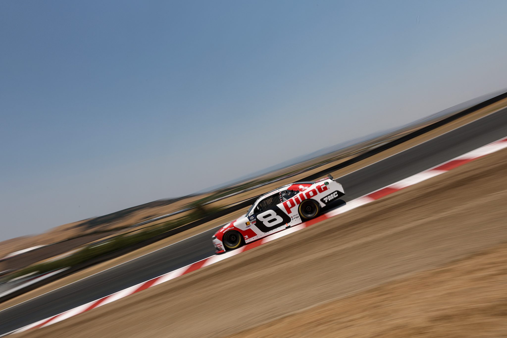 SONOMA, CALIFORNIA - JULY 11: Sammy Smith, driver of the #8 Pilot Chevrolet, drives during practice for the NASCAR Xfinity Series Pit Boss/FoodMaxx 250 at Sonoma Raceway on July 11, 2025 in Sonoma, California. (Photo by Meg Oliphant/Getty Images) | Getty Images
