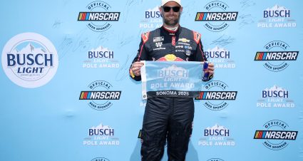 SONOMA, CALIFORNIA - JULY 12: Shane Van Gisbergen, driver of the #88 Red Bull Chevrolet,  poses for photos after winning the pole award during qualifying for the NASCAR Cup Series Toyota/Save Mart 350 at Sonoma Raceway on July 12, 2025 in Sonoma, California. (Photo by Chris Graythen/Getty Images) | Getty Images
