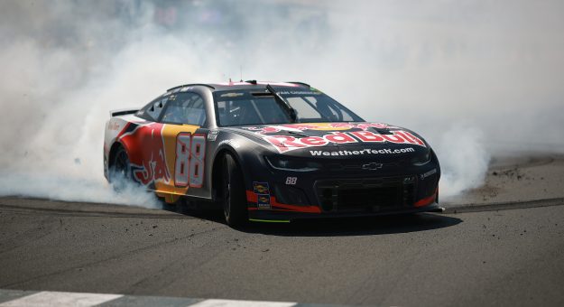 SONOMA, CALIFORNIA - JULY 13: Shane Van Gisbergen, driver of the #88 Red Bull Chevrolet, celebrates with a burnout after winning the NASCAR Cup Series Toyota/Save Mart 350 at Sonoma Raceway on July 13, 2025 in Sonoma, California. (Photo by Chris Graythen/Getty Images) | Getty Images
