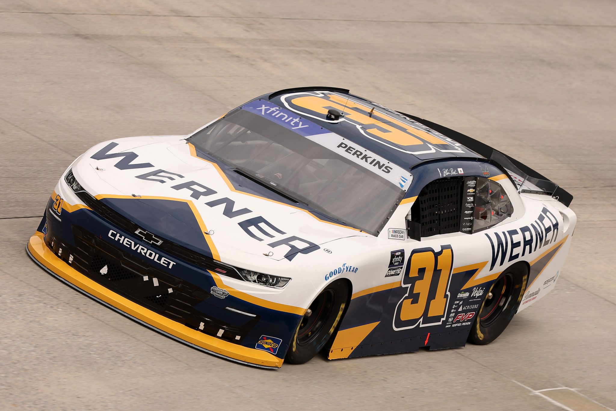 DOVER, DELAWARE - JULY 19: Blaine Perkins, driver of the #31 WERNER Chevrolet, drives during practice for the NASCAR Xfinity Series BetRivers 200 at Dover Motor Speedway on July 19, 2025 in Dover, Delaware. (Photo by Meg Oliphant/Getty Images) | Getty Images
