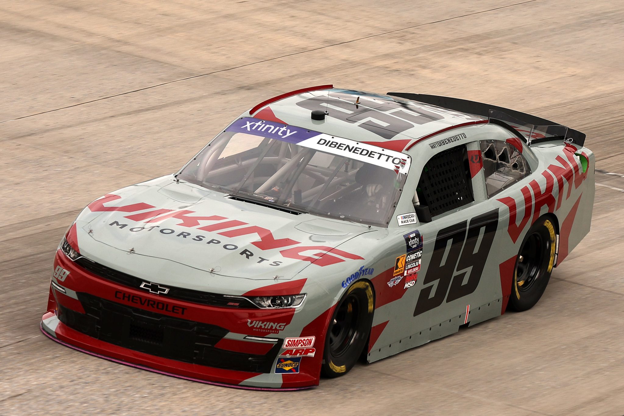 DOVER, DELAWARE - JULY 19: Matt DiBenedetto, driver of the #99 Viking Motorsports Chevrolet, drives during practice for the NASCAR Xfinity Series BetRivers 200 at Dover Motor Speedway on July 19, 2025 in Dover, Delaware. (Photo by Meg Oliphant/Getty Images) | Getty Images