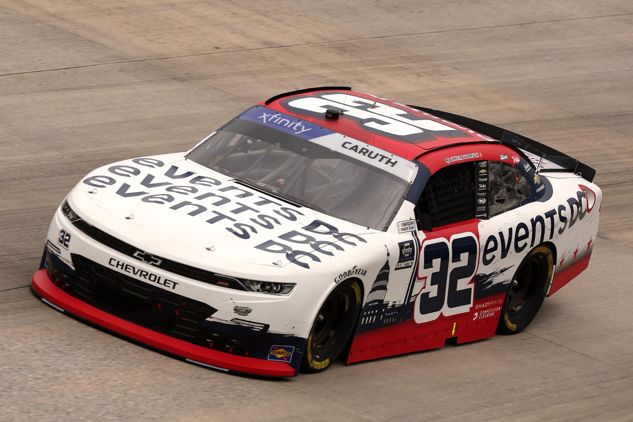DOVER, DELAWARE - JULY 19: Rajah Caruth, driver of the #32 Events DC Chevrolet, drives during practice for the NASCAR Xfinity Series BetRivers 200 at Dover Motor Speedway on July 19, 2025 in Dover, Delaware. (Photo by Meg Oliphant/Getty Images) | Getty Images