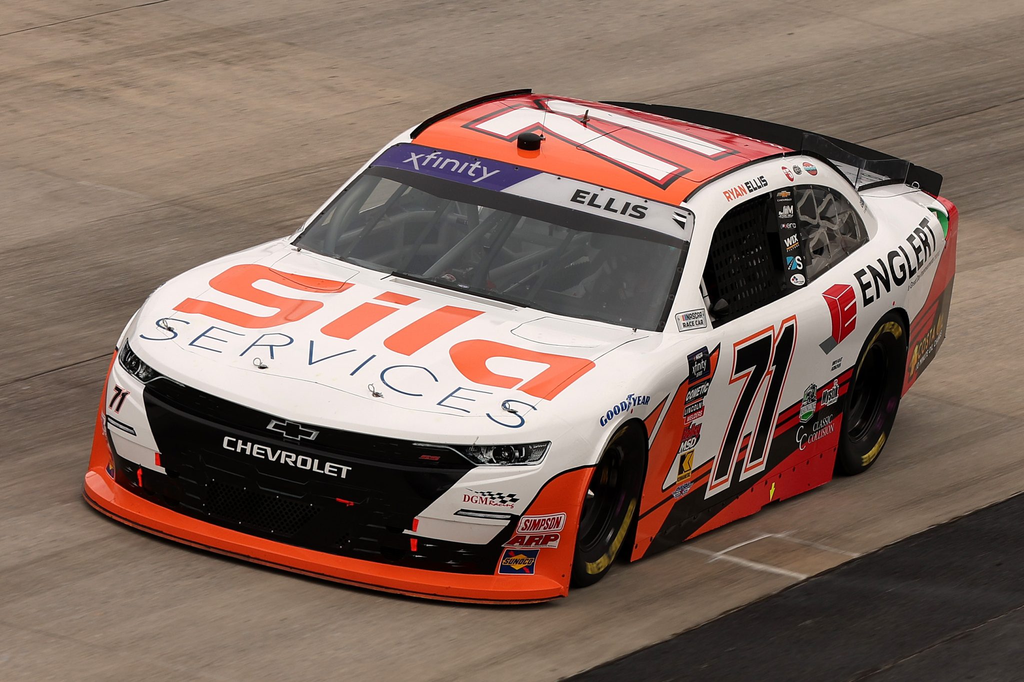DOVER, DELAWARE - JULY 19: Ryan Ellis, driver of the #71 Englert/Sila Services Chevrolet, drives during practice for the NASCAR Xfinity Series BetRivers 200 at Dover Motor Speedway on July 19, 2025 in Dover, Delaware. (Photo by Meg Oliphant/Getty Images) | Getty Images