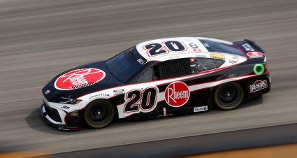 DOVER, DELAWARE - JULY 20: Christopher Bell, driver of the #20 Rheem Toyota, drives during the NASCAR Cup Series AutoTrader EchoPark Automotive 400 at Dover Motor Speedway on July 20, 2025 in Dover, Delaware. (Photo by Meg Oliphant/Getty Images) | Getty Images
