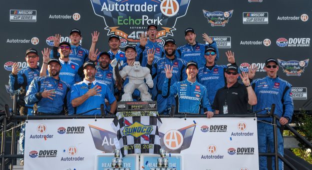 Visit Denny Hamlin Wins Thrilling Overtime Finish at Dover Motor Speedway page