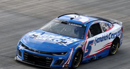 DOVER, DELAWARE - JULY 20: Kyle Larson, driver of the #5 HendrickCars.com Chevrolet, drives during the NASCAR Cup Series AutoTrader EchoPark Automotive 400 at Dover Motor Speedway on July 20, 2025 in Dover, Delaware. (Photo by Meg Oliphant/Getty Images) | Getty Images