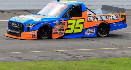INDIANAPOLIS, INDIANA - JULY 25: Greg Van Alst, driver of the #35 Top Choice Fence Toyota, drives during practice for the NASCAR Craftsman Truck Series TSport 200 at Lucas Oil Indianapolis Raceway Park on July 25, 2025 in Indianapolis, Indiana. (Photo by Justin Casterline/Getty Images) | Getty Images