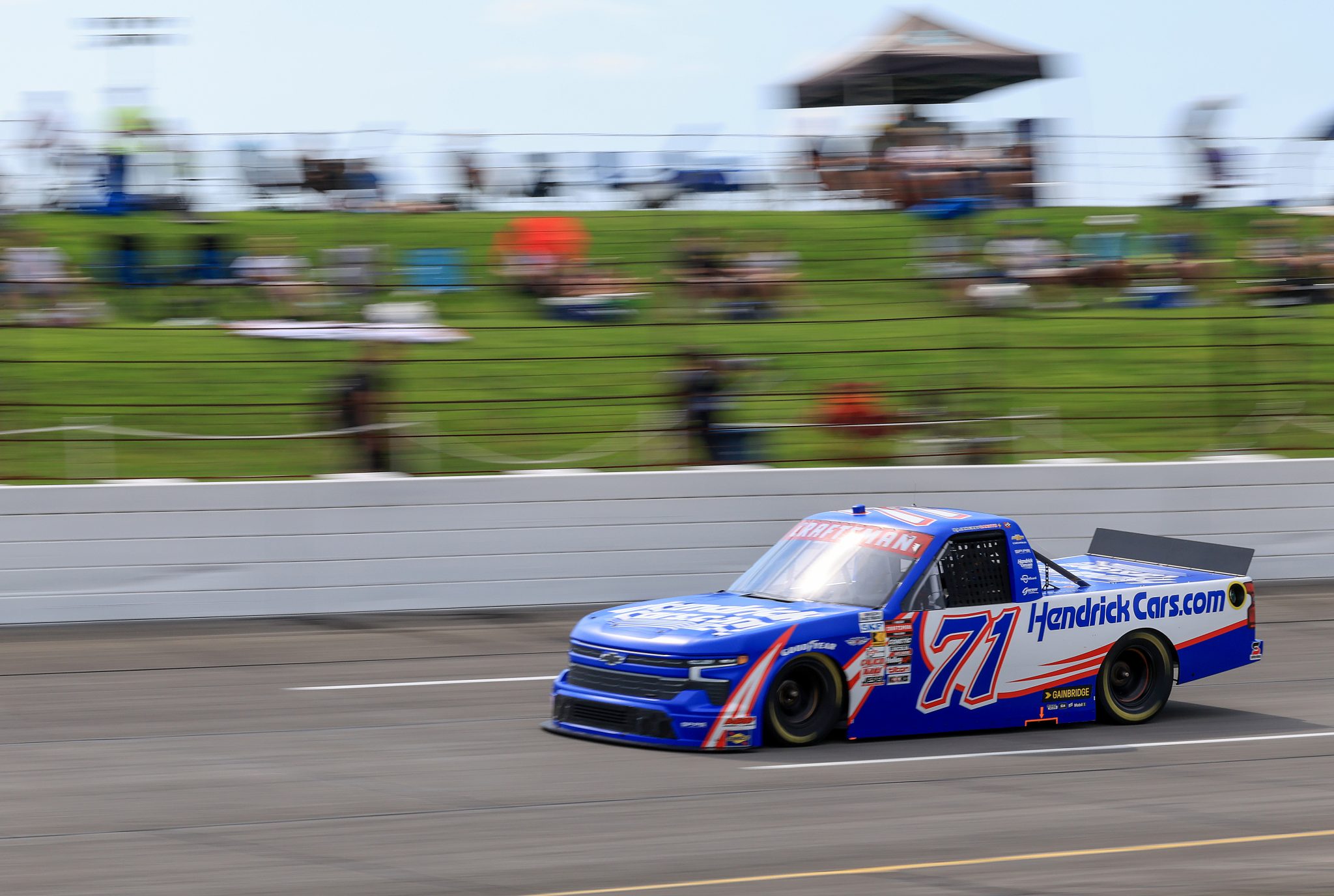INDIANAPOLIS, INDIANA - JULY 25: Rajah Caruth, driver of the #71 HendrickCars.com Chevrolet, drives during practice for the NASCAR Craftsman Truck Series TSport 200 at Lucas Oil Indianapolis Raceway Park on July 25, 2025 in Indianapolis, Indiana. (Photo by Justin Casterline/Getty Images) | Getty Images