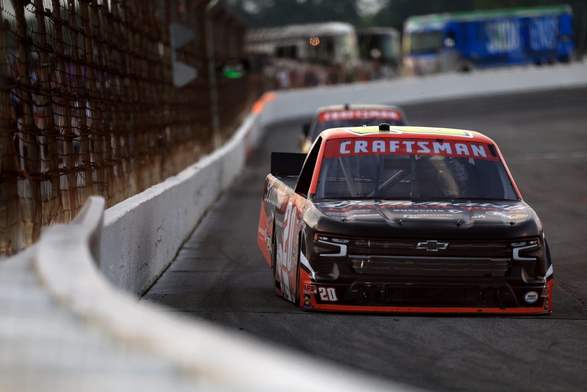 INDIANAPOLIS, INDIANA - JULY 25: Jordan Anderson, driver of the #20 Bommarito.com Chevrolet, drives during the NASCAR Craftsman Truck Series TSport 200 at Lucas Oil Indianapolis Raceway Park on July 25, 2025 in Indianapolis, Indiana. (Photo by Justin Casterline/Getty Images) | Getty Images