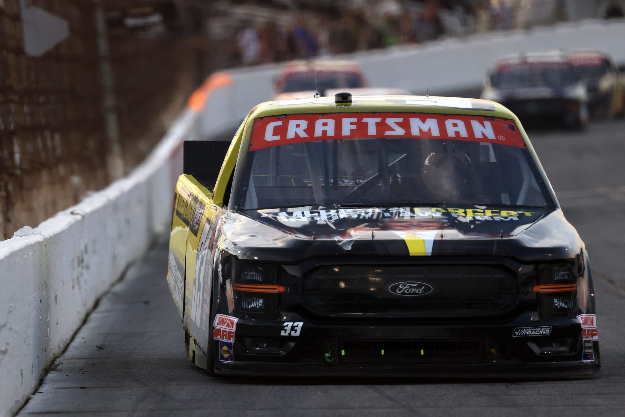 INDIANAPOLIS, INDIANA - JULY 25: Frankie Muniz, driver of the #33 Morgan & Morgan Ford, drives during the NASCAR Craftsman Truck Series TSport 200 at Lucas Oil Indianapolis Raceway Park on July 25, 2025 in Indianapolis, Indiana. (Photo by Justin Casterline/Getty Images) | Getty Images