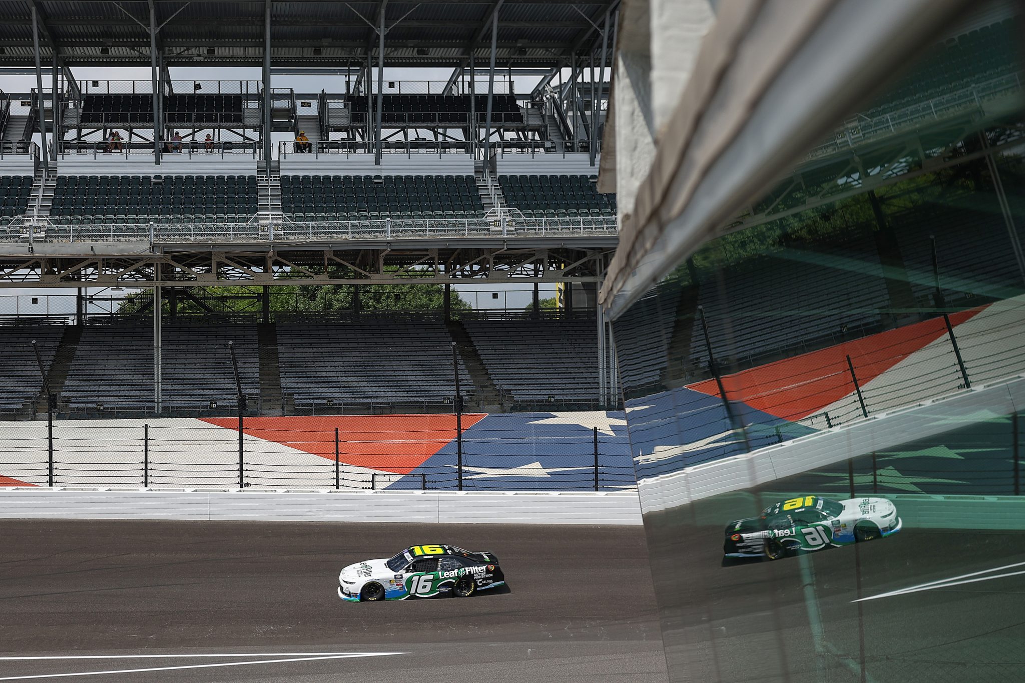 INDIANAPOLIS, INDIANA - JULY 25: Christian Eckes, driver of the #16 LeafFilter Gutter Protection Chevrolet, drives during practice for the NASCAR Xfinity Series Pennzoil 250 at Indianapolis Motor Speedway on July 25, 2025 in Indianapolis, Indiana. (Photo by James Gilbert/Getty Images) | Getty Images