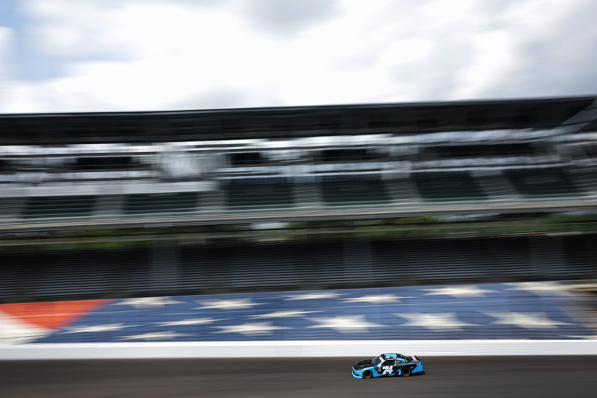 INDIANAPOLIS, INDIANA - JULY 25: Dawson Cram, driver of the #74 Mike Harmon Racing Chevrolet, drives during practice for the NASCAR Xfinity Series Pennzoil 250 at Indianapolis Motor Speedway on July 25, 2025 in Indianapolis, Indiana. (Photo by James Gilbert/Getty Images) | Getty Images