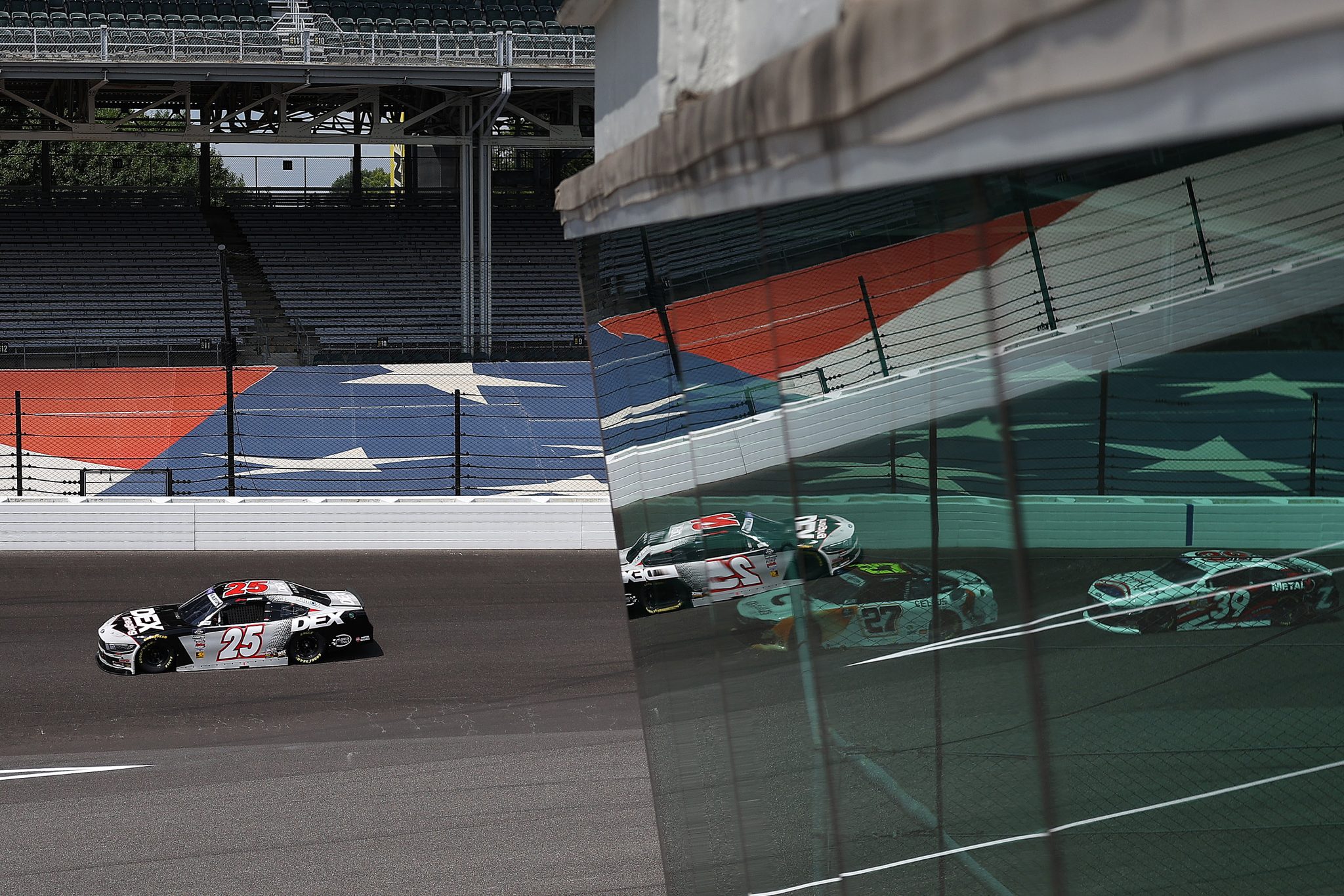 INDIANAPOLIS, INDIANA - JULY 25: Harrison Burton, driver of the #25 DEX Imaging Ford, drives during practice for the NASCAR Xfinity Series Pennzoil 250 at Indianapolis Motor Speedway on July 25, 2025 in Indianapolis, Indiana. (Photo by James Gilbert/Getty Images) | Getty Images
