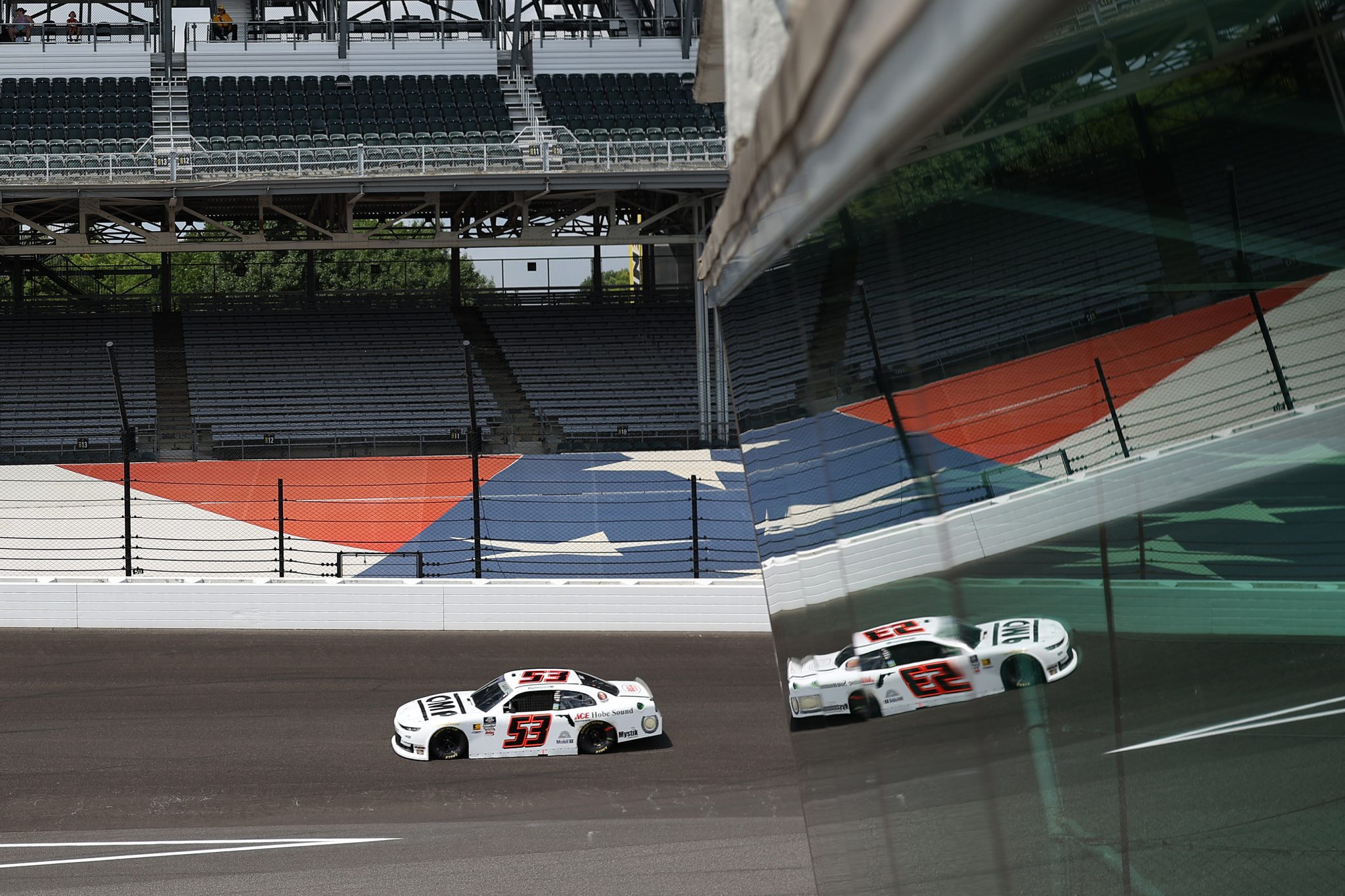 INDIANAPOLIS, INDIANA - JULY 25: Joey Gase, driver of the #53 OMP/Bell Chevrolet, drives during practice for the NASCAR Xfinity Series Pennzoil 250 at Indianapolis Motor Speedway on July 25, 2025 in Indianapolis, Indiana. (Photo by James Gilbert/Getty Images) | Getty Images