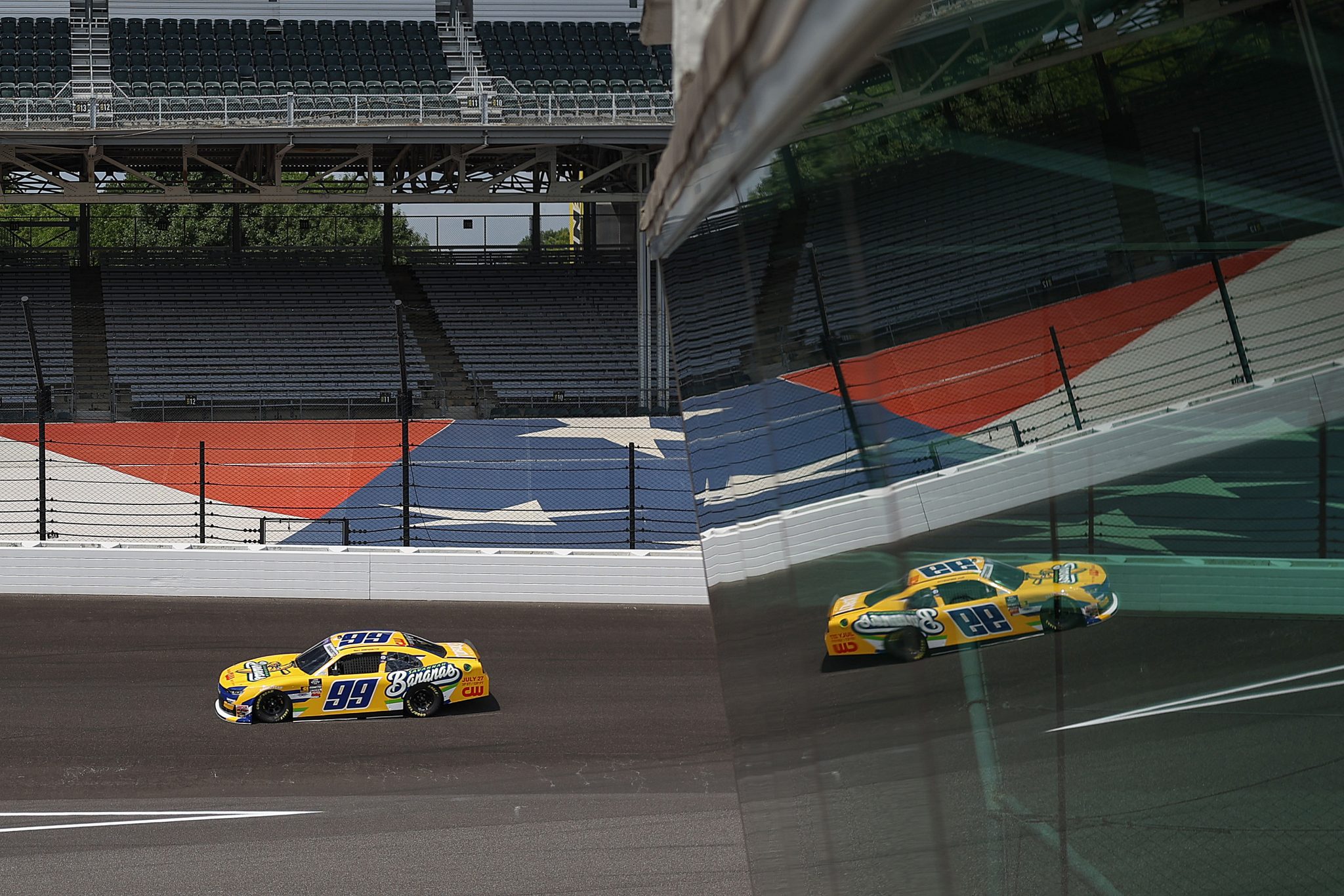 INDIANAPOLIS, INDIANA - JULY 25: Matt DiBenedetto, driver of the #99 Savannah Bananas on the CW Chevrolet, drives during practice for the NASCAR Xfinity Series Pennzoil 250 at Indianapolis Motor Speedway on July 25, 2025 in Indianapolis, Indiana. (Photo by James Gilbert/Getty Images) | Getty Images