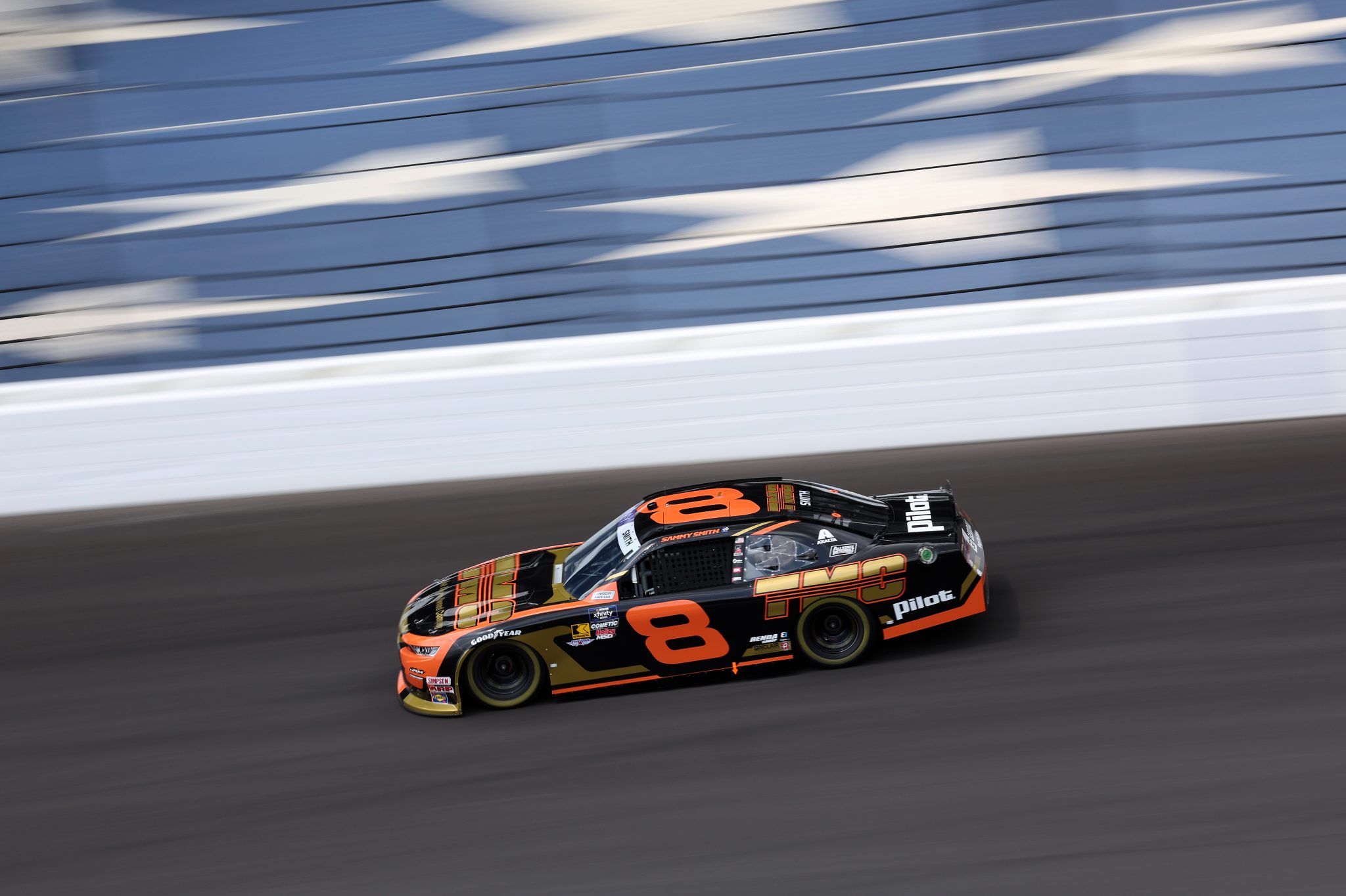 INDIANAPOLIS, INDIANA - JULY 25: Sammy Smith, driver of the #8 TMC Transportation Chevrolet, drives during practice for the NASCAR Xfinity Series Pennzoil 250 at Indianapolis Motor Speedway on July 25, 2025 in Indianapolis, Indiana. (Photo by James Gilbert/Getty Images) | Getty Images