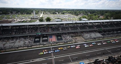 INDIANAPOLIS, INDIANA - JULY 27: A general view of racing during the NASCAR Cup Series Brickyard 400 Presented by PPG at Indianapolis Motor Speedway on July 27, 2025 in Indianapolis, Indiana. (Photo by James Gilbert/Getty Images) | Getty Images