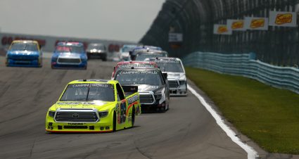 WATKINS GLEN, NEW YORK - AUGUST 07: Matt Crafton, driver of the #88 Ideal Door/Menards Toyota, leads the field during the NASCAR Camping World Truck Series United Rentals 176 at Watkins Glen International on August 07, 2021 in Watkins Glen, New York. (Photo by Sean Gardner/Getty Images) | Getty Images