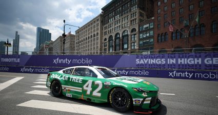 CHICAGO, ILLINOIS - JULY 05: John Hunter Nemechek, driver of the #42 Dollar Tree Toyota, drives during practice for the NASCAR Cup Series Grant Park 165 at Chicago Street Course on July 05, 2025 in Chicago, Illinois. (Photo by Chris Graythen/Getty Images) | Getty Images