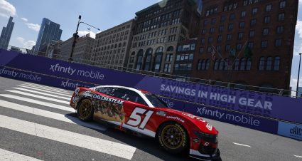 CHICAGO, ILLINOIS - JULY 05: Cody Ware, driver of the #51 Arby's New Angus Cheesesteak Ford, drives during qualifying for the NASCAR Cup Series Grant Park 165 at Chicago Street Course on July 05, 2025 in Chicago, Illinois. (Photo by Logan Riely/Getty Images) | Getty Images