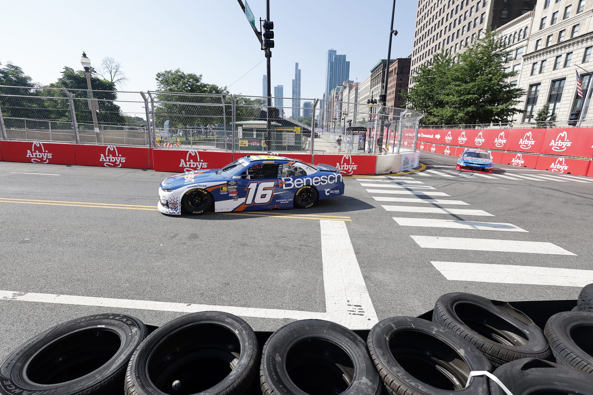 CHICAGO, ILLINOIS - JULY 05: Christian Eckes, driver of the #16 Benesch Law Chevrolet, drives during practice for the NASCAR Xfinity Series The Loop 110 at Chicago Street Course on July 05, 2025 in Chicago, Illinois. (Photo by Logan Riely/Getty Images) | Getty Images
