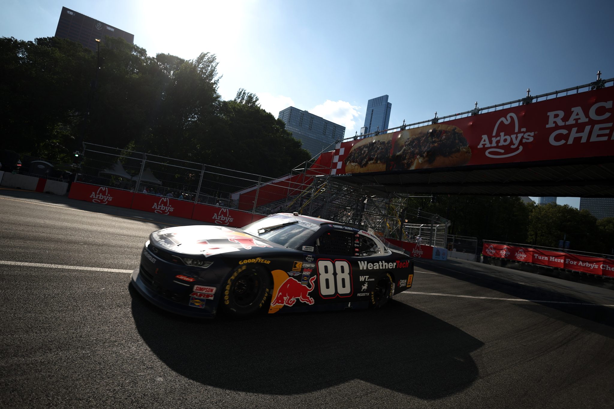 CHICAGO, ILLINOIS - JULY 05: Connor Zilisch, driver of the #88 Red Bull/WeatherTech Chevrolet, drives during the NASCAR Xfinity Series The Loop 110 at Chicago Street Course on July 05, 2025 in Chicago, Illinois. (Photo by Chris Graythen/Getty Images) | Getty Images