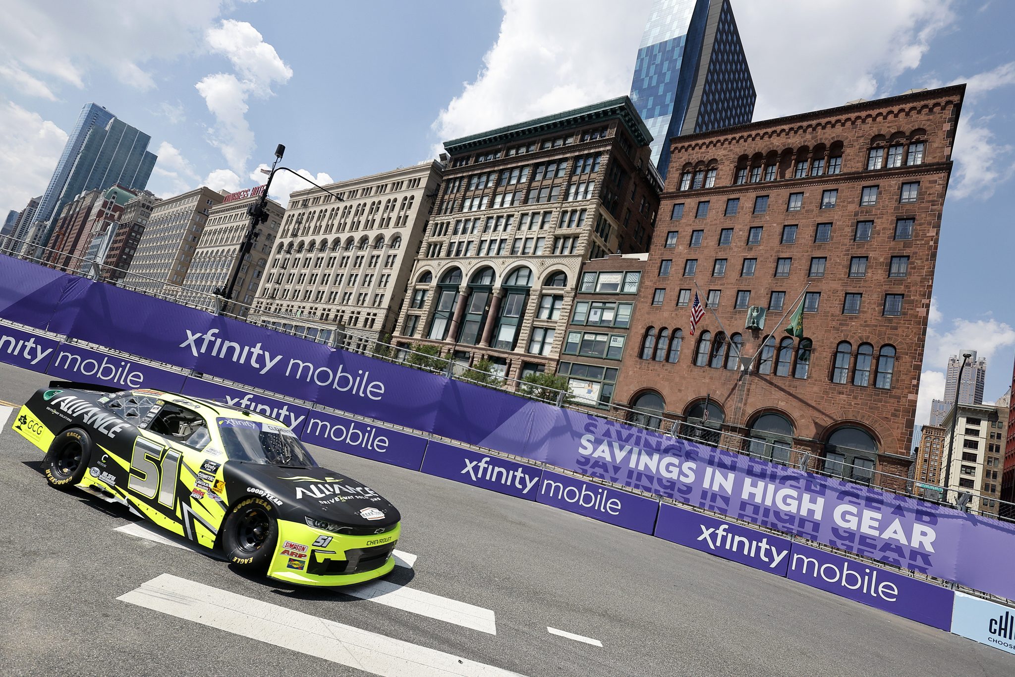 CHICAGO, ILLINOIS - JULY 05: Jeremy Clements, driver of the #51 Alliance Driveway Solutions Chevrolet, drives during qualifying for the NASCAR Xfinity Series The Loop 110 at Chicago Street Course on July 05, 2025 in Chicago, Illinois. (Photo by Logan Riely/Getty Images) | Getty Images
