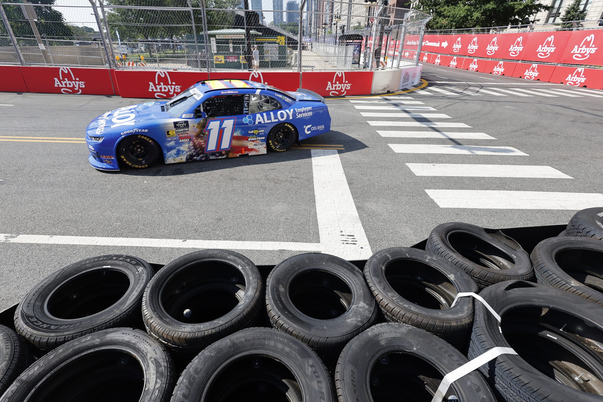CHICAGO, ILLINOIS - JULY 05: Josh Williams, driver of the #11 Alloy Employer Services Chevrolet, drives during practice for the NASCAR Xfinity Series The Loop 110 at Chicago Street Course on July 05, 2025 in Chicago, Illinois. (Photo by Logan Riely/Getty Images) | Getty Images