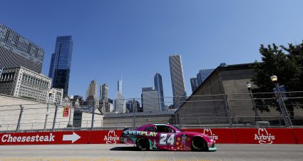 CHICAGO, ILLINOIS - JULY 05: Kaz Grala, driver of the #24 Overplay Games Toyota, drives during practice for the NASCAR Xfinity Series The Loop 110 at Chicago Street Course on July 05, 2025 in Chicago, Illinois. (Photo by Logan Riely/Getty Images) | Getty Images
