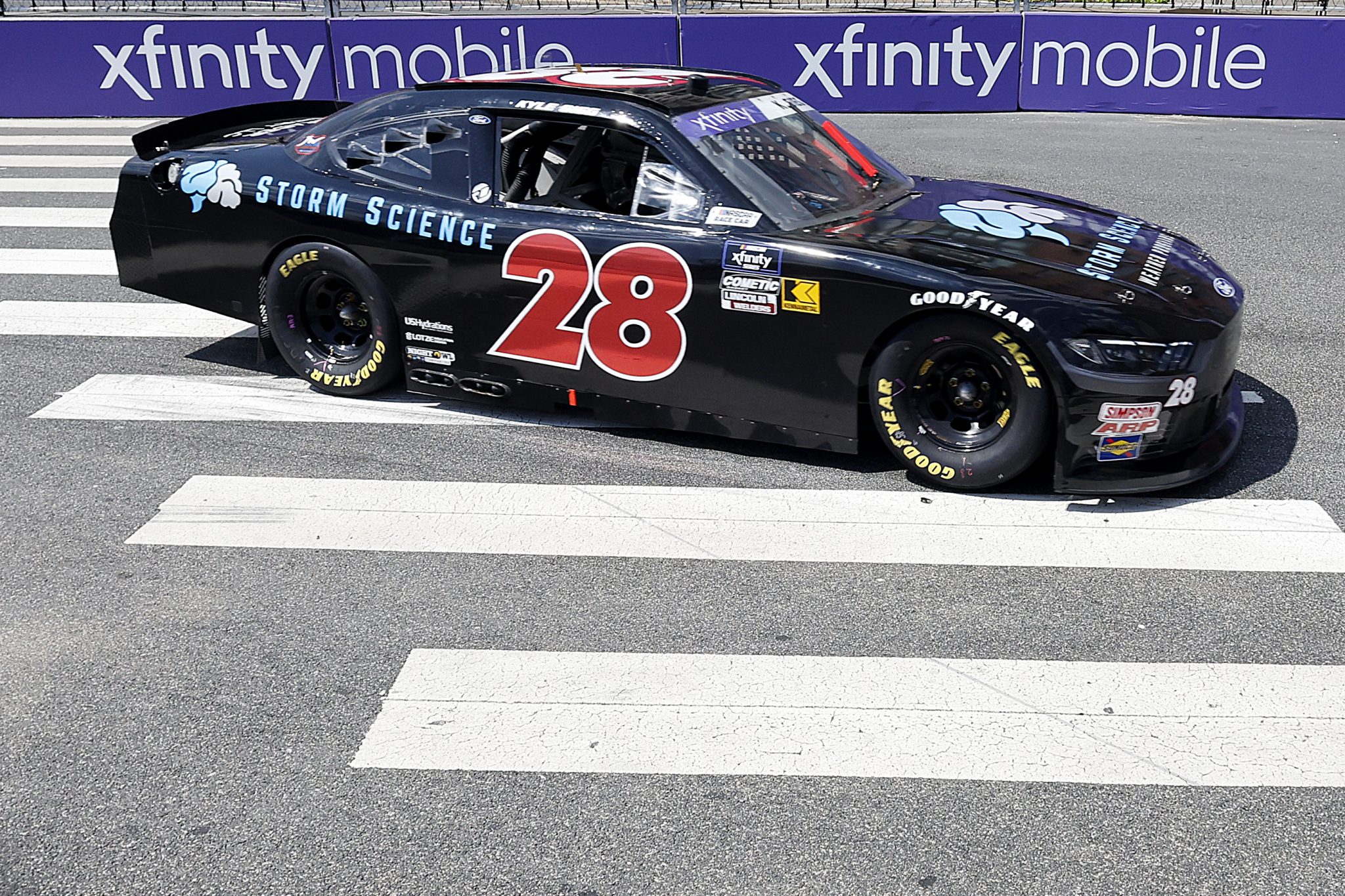 CHICAGO, ILLINOIS - JULY 05: Kyle Sieg, driver of the #28 Storm Science Ford, drives during qualifying for the NASCAR Xfinity Series The Loop 110 at Chicago Street Course on July 05, 2025 in Chicago, Illinois. (Photo by Logan Riely/Getty Images) | Getty Images